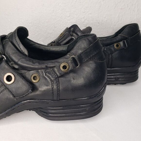 Gravity Defyer Mens Size 10 Slip On Grommet Black Leather Strap Driving Loafers main image 7